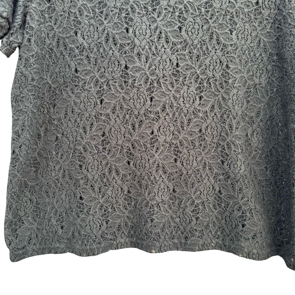 Karen Scott Vintage Womens Green Floral‎ Lace Short Sleeve Crew Neck Top Large - Picture 4 of 8